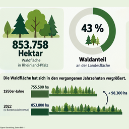 Darstellung der Waldfläche von RLP